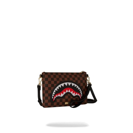 SAWTOOTH SHARKS IN PARIS CROSSOVER CLUTCH SPRAYGROUND 910B7841NSZ BROWN