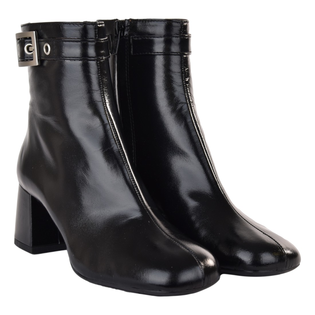 TRONCHETTO VERNICE CON CINTURINO FESTA GOBIA NERO