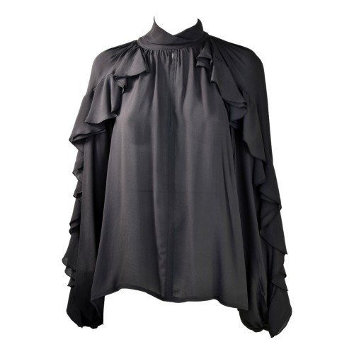 CAMICIA COLLO ALTO GEORGETTE SO ALLURE L22024C BLACK