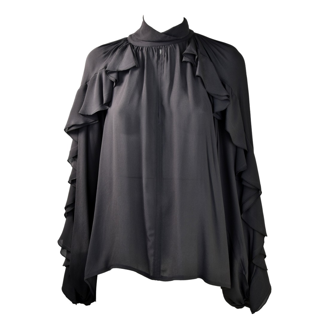 CAMICIA COLLO ALTO GEORGETTE SO ALLURE L22024C BLACK