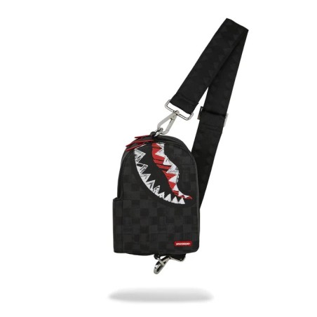 SCRIBBLE SHARK BACKPACK SLING SPRAYGROUND 910B8227NSZ BLK/GREY