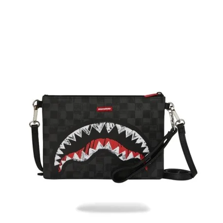 SCRIBBLE SHARK CROSSOVER CLUTCH SPRAYGROUND 910B8229NSZ BLK/GREY