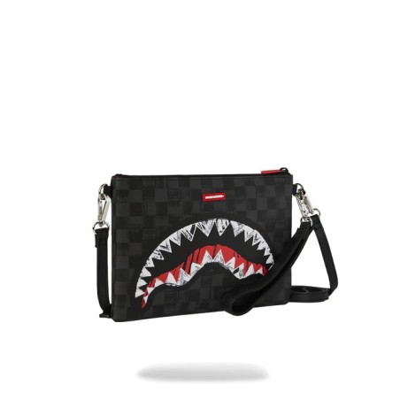 SCRIBBLE SHARK CROSSOVER CLUTCH SPRAYGROUND 910B8229NSZ BLK/GREY