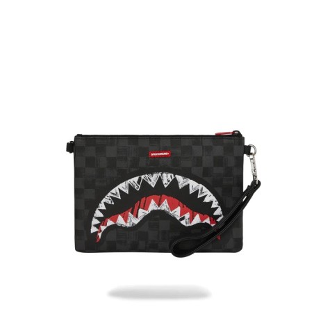 SCRIBBLE SHARK CROSSOVER CLUTCH SPRAYGROUND 910B8229NSZ BLK/GREY