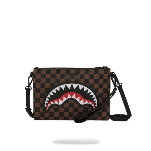 CHECK 2 EMBOSS CROSSOVER CLUTCH SPRAYGROUND 910B8239NSZ BROWN