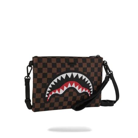 CHECK 2 EMBOSS CROSSOVER CLUTCH SPRAYGROUND 910B8239NSZ BROWN