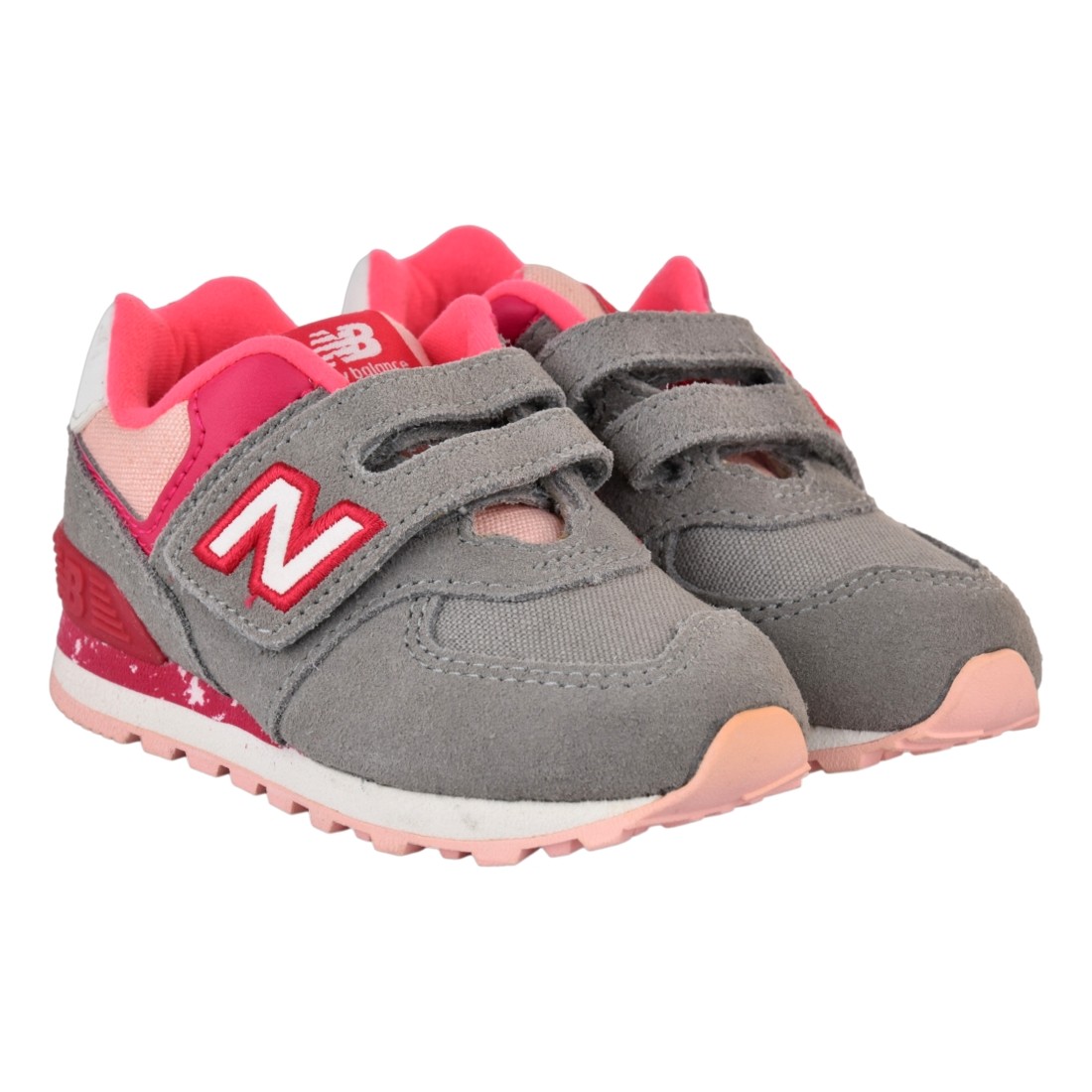 ALLACCIATA KIDS LEATHER/TEXTILE NEW BALANCE NBIV574 HB GREY/PINK