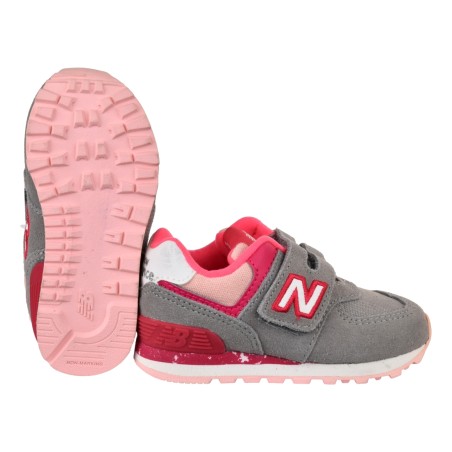 ALLACCIATA KIDS LEATHER/TEXTILE NEW BALANCE NBIV574 HB GREY/PINK