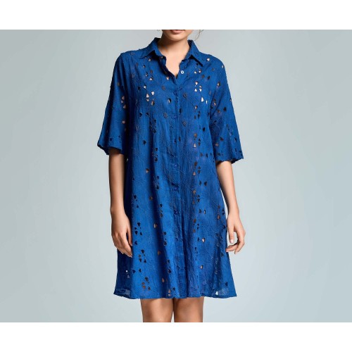 ROMINA 3/4 SLEEVES DRESS ICONIQUE 003 BLUE