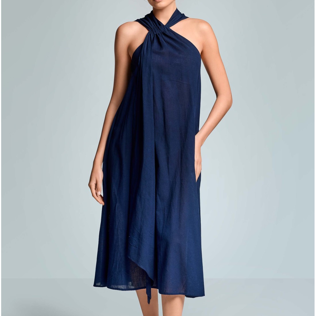 ELOISE SLEEVES MAXI DRESS ICONIQUE 048 NAVY