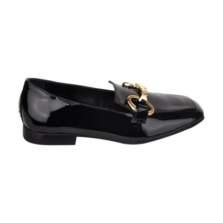 MOCASSINO IN  VERNICE CON MORSETTO POESIE VENEZIANE KIG58 NERO