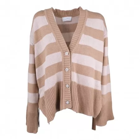CARDIGAN RIGHE M/CACHEMIRE SO ALLURE R33040 CAMEL