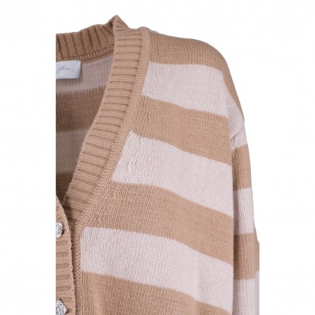 CARDIGAN RIGHE M/CACHEMIRE SO ALLURE R33040 CAMEL