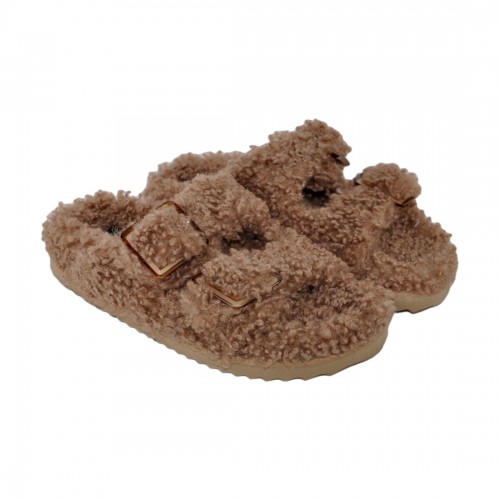 FURRY SLIPPER PLASTIC BUCKLE COLORS OF CALIFORNIA HC.FURBIO018 TAN