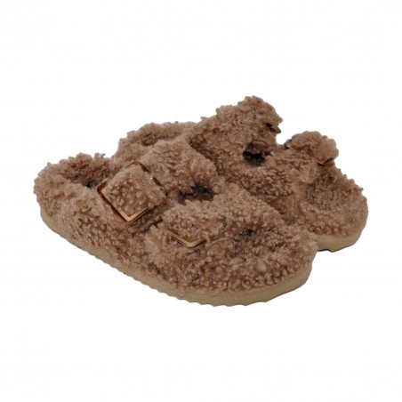 FURRY SLIPPER PLASTIC BUCKLE COLORS OF CALIFORNIA HC.FURBIO018 TAN