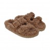 FURRY SLIPPER PLASTIC BUCKLE COLORS OF CALIFORNIA HC.FURBIO018 TAN