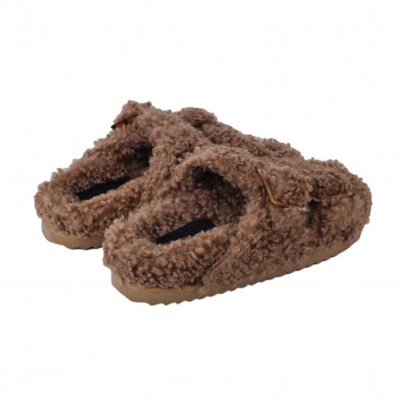 FURRY SLIPPER PLASTIC BUCKLE COLORS OF CALIFORNIA HC.FURBIO018 TAN