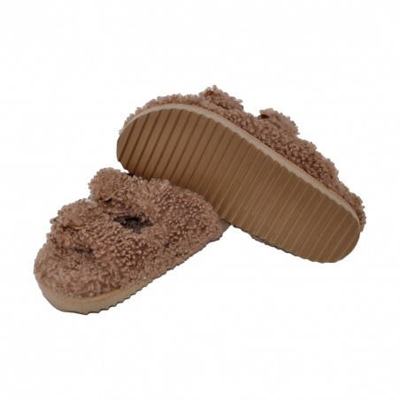 FURRY SLIPPER PLASTIC BUCKLE COLORS OF CALIFORNIA HC.FURBIO018 TAN