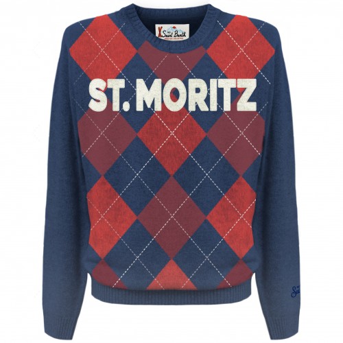 CREWNECK SWEATER EMB MORI ARGYLE 6141 MC2 SAINT BARTH HERONP 00794C