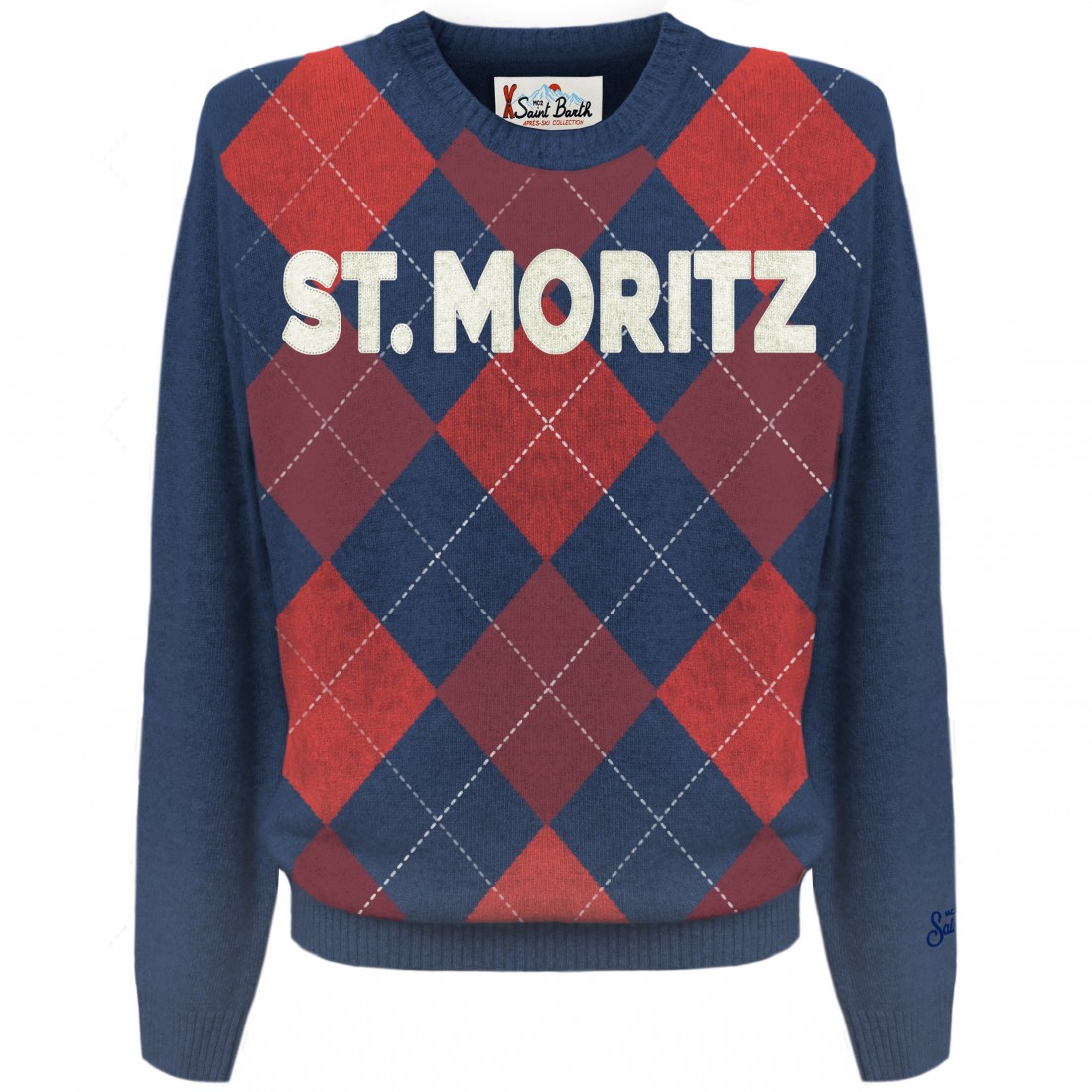 CREWNECK SWEATER EMB MORI ARGYLE 6141 MC2 SAINT BARTH HERONP 00794C