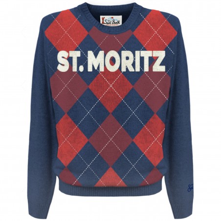 CREWNECK SWEATER EMB MORI ARGYLE 6141 MC2 SAINT BARTH HERONP 00794C