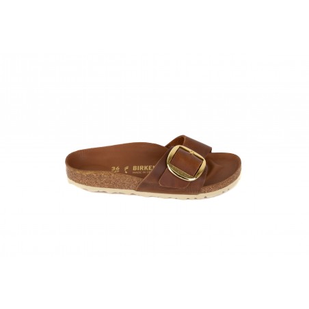 CIABATTA MADRID BIG BUCKLE NATURAL LEATHER BIRKENSTOCK 1006525 COGNAC