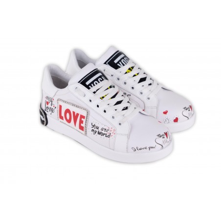 SNEAKERS SCRITTA LOVE / RISE 21GA-5093 BIANCO