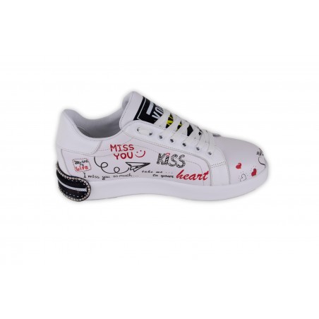SNEAKERS SCRITTA LOVE / RISE 21GA-5093 BIANCO