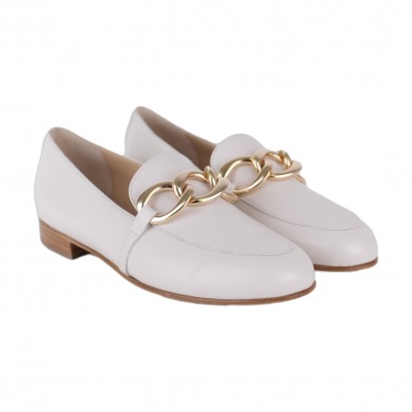 MOCASSINO IN VITELLO CON ACCESSORIO CATENA SITON 8173 BURRO