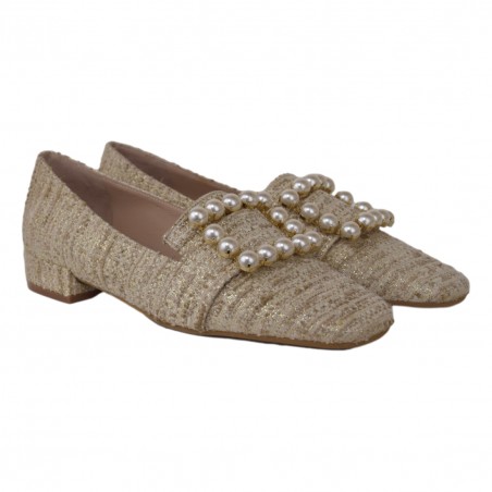 MOCASSINO TWEED ACCESSORIO FESTA FELISA BEIGE