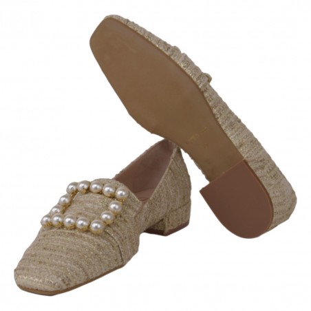 MOCASSINO TWEED ACCESSORIO FESTA FELISA BEIGE