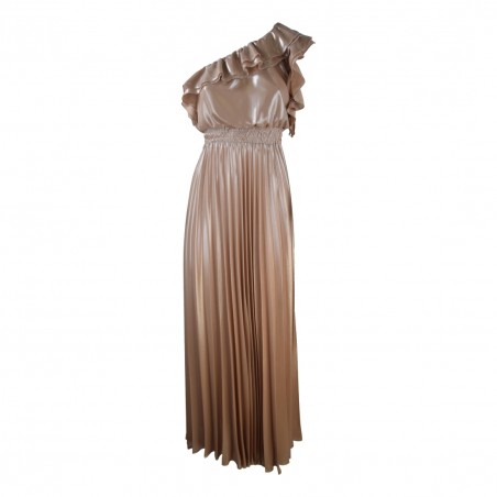 ABITO PLISSE VOLANT SO ALLURE L1045 CHAMPAGNE