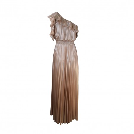ABITO PLISSE VOLANT SO ALLURE L1045 CHAMPAGNE