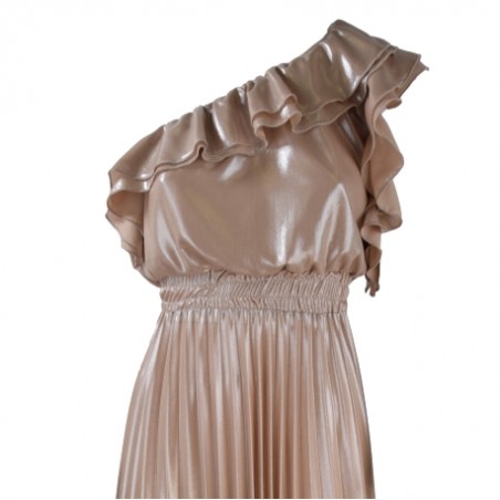 ABITO PLISSE VOLANT SO ALLURE L1045 CHAMPAGNE