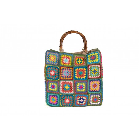 BORSA CROCHET GRANDE DUE MANICI   / LA MILANESA XC1V VERDE