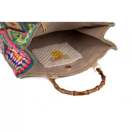 BORSA CROCHET GRANDE DUE MANICI   / LA MILANESA XC1V VERDE