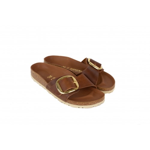 CIABATTA MADRID BIG BUCKLE NATURAL LEATHER BIRKENSTOCK 1006525 COGNAC