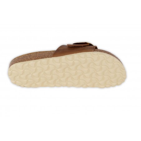 CIABATTA MADRID BIG BUCKLE NATURAL LEATHER BIRKENSTOCK 1006525 COGNAC