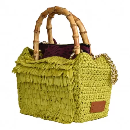 BORSA RETTANGOLARE PICCIOLA CON FRANGIA LUNGA CHICA SMERALDO LIME