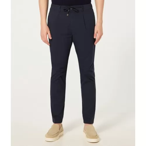PANTALONE SLIM COULISSE CRUNA MITTE.1101 BLU