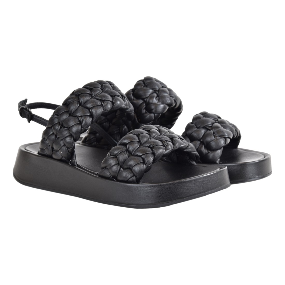 SANDALO IN NAPPA FOULARD ASH VOYAGEBIS01 BLACK