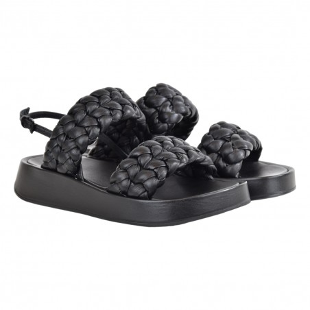 SANDALO IN NAPPA FOULARD ASH VOYAGEBIS01 BLACK