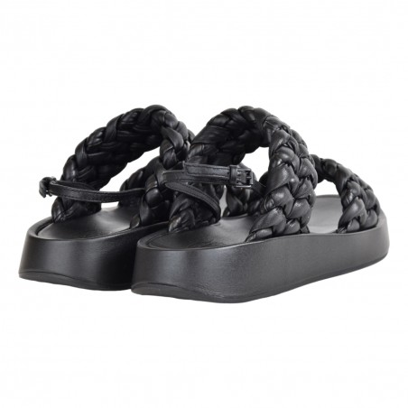 SANDALO IN NAPPA FOULARD ASH VOYAGEBIS01 BLACK