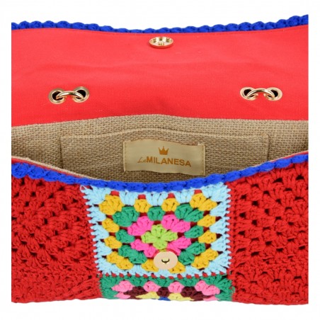 BORSA NOTO MEDIA CROCHET LA MILANESA NOTOM ROSSO