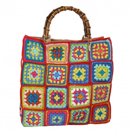BORSA CROCHET GRANDE DUE MANICI LA MILANESA XC1R ROSSO