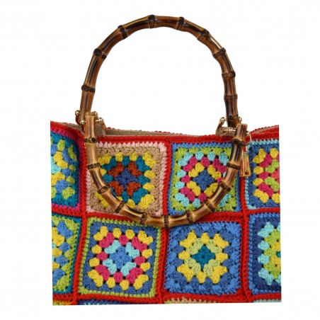 BORSA CROCHET GRANDE DUE MANICI LA MILANESA XC1R ROSSO
