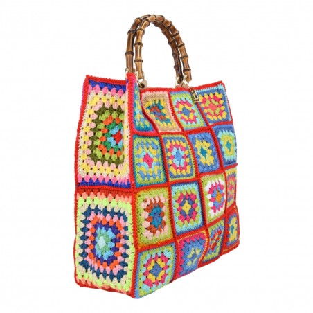 BORSA CROCHET GRANDE DUE MANICI LA MILANESA XC1R ROSSO