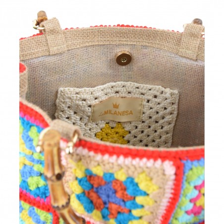 BORSA CROCHET GRANDE DUE MANICI LA MILANESA XC1R ROSSO