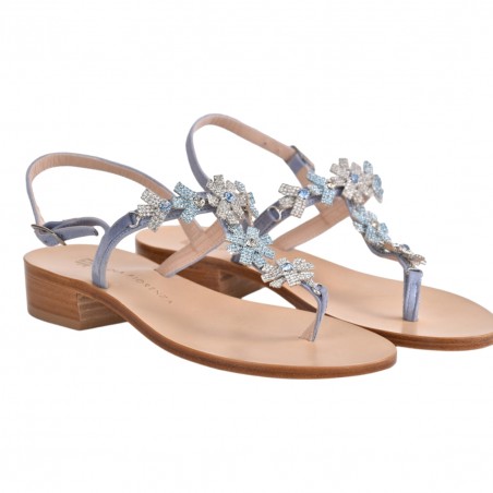 SANDALO IN PELLE CON MICROCRISTALLI PAOLA FIORENZA LRC3008 RIVIERA