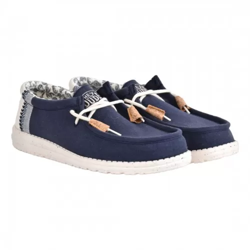 MOCASSINO LACCI IN TESSUTO HEY DUDE WALLYBREAKSTITCH NAVY
